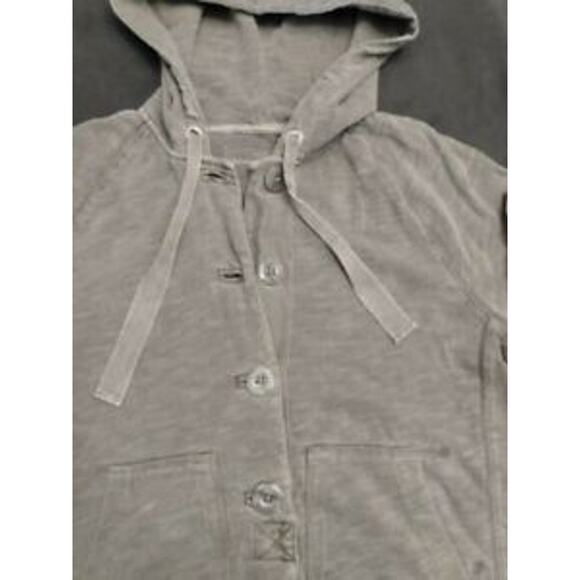 J. Crew 4-Button Pullover Washed Jersey Hoodie, Size M Gray - Picture 4 of 5